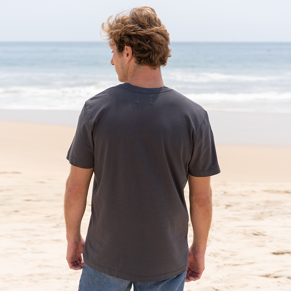 #color_dark-grey organic cotton V-Neck t-shirt Back