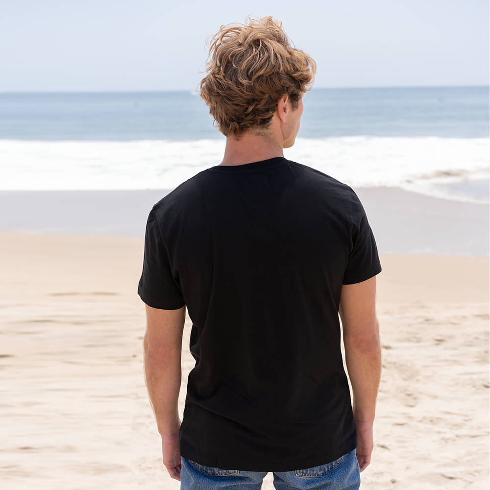 #color_black organic cotton V-Neck t-shirt Back
