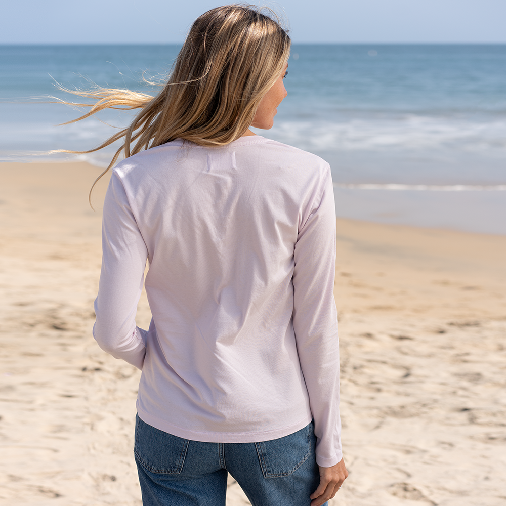 #color_light-pink Womens Long Sleeve V Neck Back