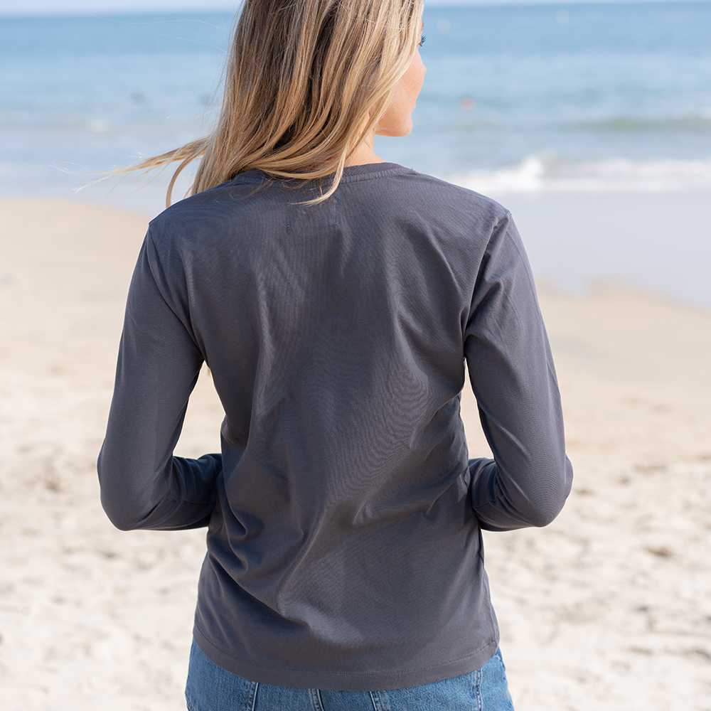 #color_dark-grey Womens Long Sleeve V Neck Back