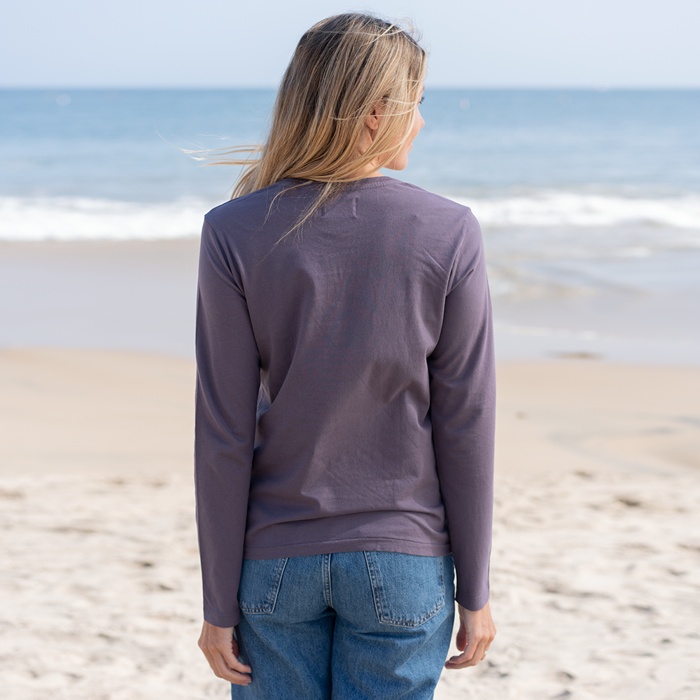 #color_faded-purple organic cotton Long Sleeve crewneck t-shirt -back