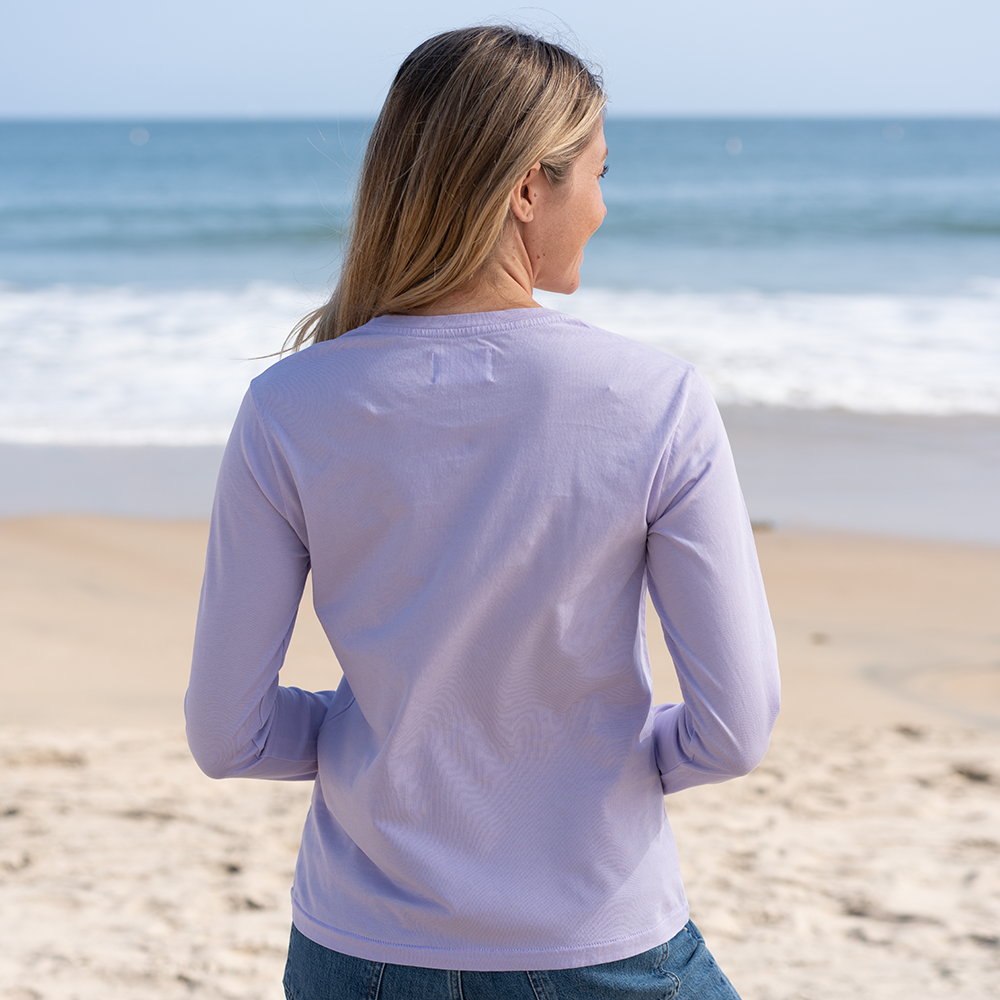 #color_pastel-lilac organic cotton Long Sleeve crewneck t-shirt Back