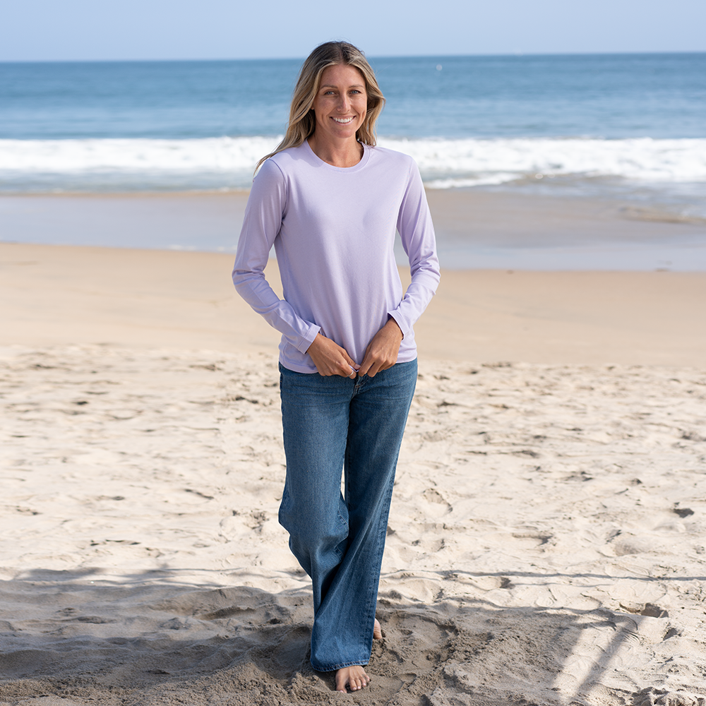 #color_pastel-lilac organic cotton Long Sleeve crewneck t-shirt Full-view