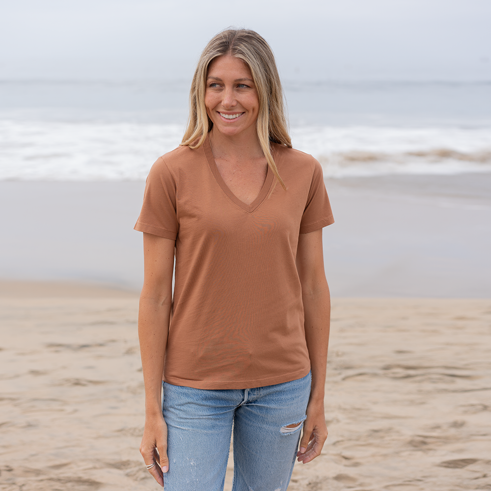 #color_copper organic cotton V-Neck t-shirt